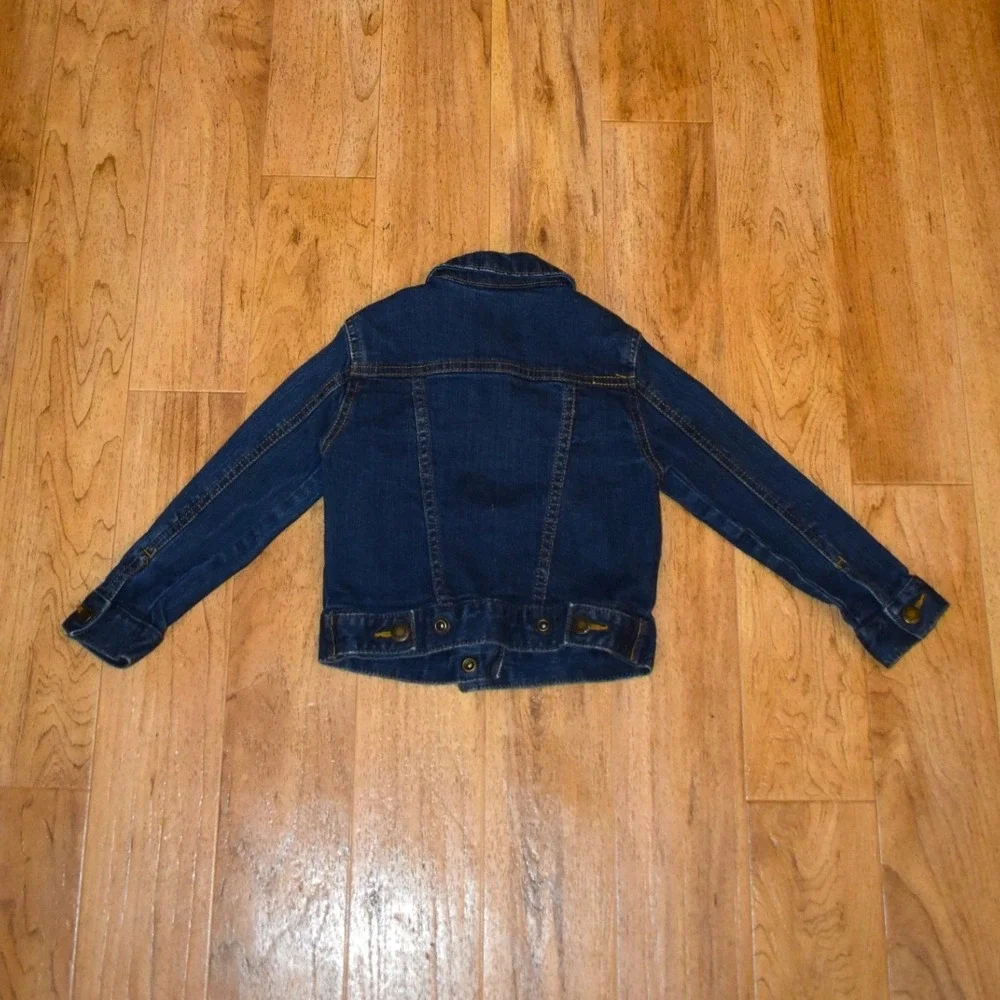 Lucky Brand Denim Trucker Jacket Kids 3T Dark Blue Excellent Clover Print Lining